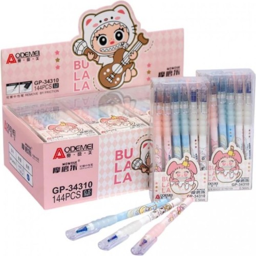 Ручка «LABUBU» пиши-стирай синя 0,5 мм, в асортименті, ТМ Aodemei