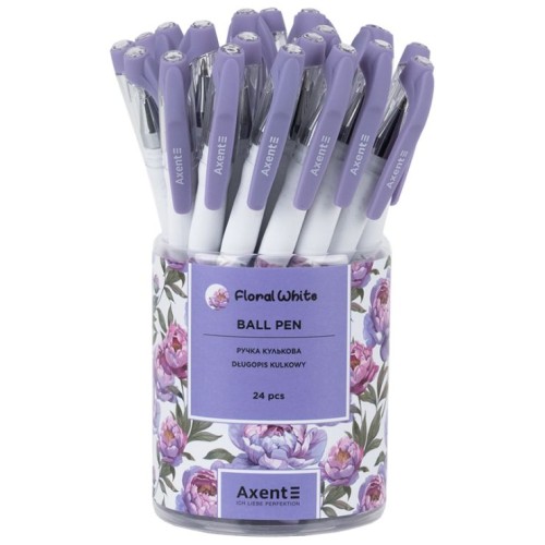 Ручка «Floral White» кулькова синя, ТМ Axent