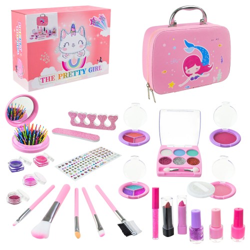 Дитяча косметика у валізі: лаки, тіні, помада та аксесуари, у коробці 21,3х15,6х15,8 см