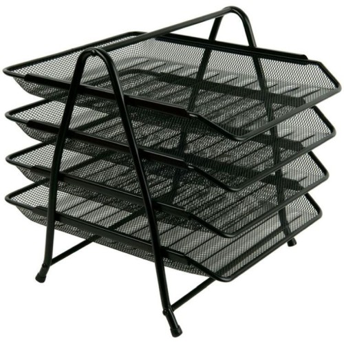 Лоток «Сітка» горизонтальний металевий на 4 відділення чорний