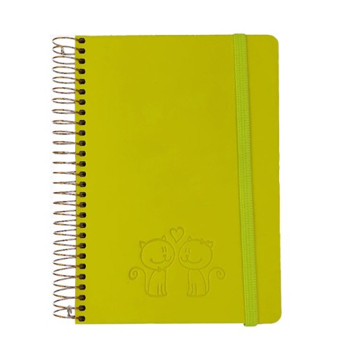 Блокнот «SKILL. Raso» В6 на 120 аркушів у клітинку з обкладинкою з ламінованого картону на пружині збоку, жовтий, ТМ Brisk