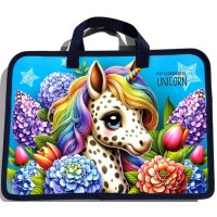 Папка-портфель А4+ на блискавці з кольоровим друком на одне відділення з ручками, ТМ Мандарин