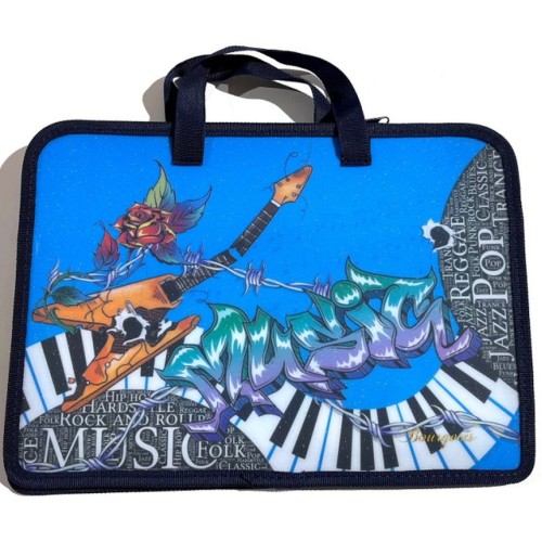 Папка-портфель А4+ на блискавці з кольоровим друком на одне відділення з ручками, ТМ Мандарин