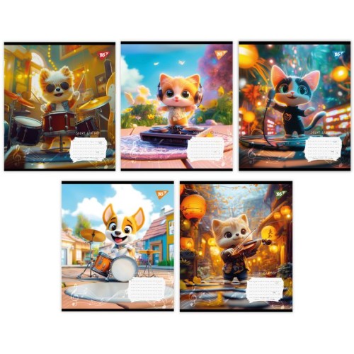 Зошит для нот «Пухнасті музиканти» А5 на 12 аркушів, ТМ Yes