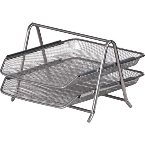 Лоток «2 в 1» для паперів 29,5х35х21 см металевий сріблястий, ТМ Buromax