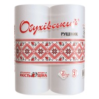 Рушники паперові «Обухівські» 2-шарові на 38 відривів, 2 рулони, ТМ Обухів