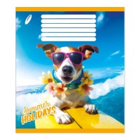Зошит на 18 аркушів у клітинку «Собаки на канікулах», № 0048, Пір'їнка