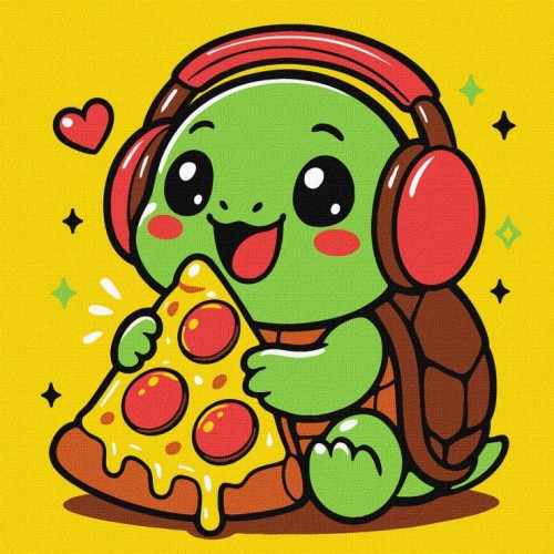 Картина за номерами «Черепаха і піца» 25х25 см, ТМ Ідейка