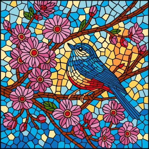 Картина за номерами «Вітраж. Синичка» 30х30 см, ТМ Ідейка