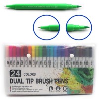 Набір лінерів-пензелів на 24 кольори двосторонніх на водній основі, пензель 2 мм, лінер 0,4 мм