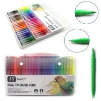 Набір лінерів-пензелів на 48 кольорів двосторонніх на водній основі, пензель 2 мм, лінер 0,4 мм