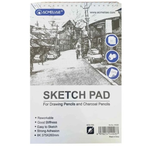 Скетчбук «Acmeliae» 37,5х26 см на 30 аркушів 150 г/м2 на спіралі зверху, ТМ Acmeliae