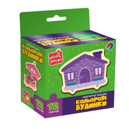 Пазли магнітні «Кольорові будинки» на 12 елементів, ТМ Vladi Toys