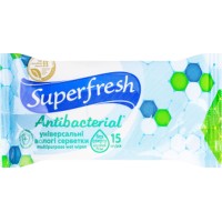 Вологі серветки « Antibacterial » 15 шт, ТМ Superfresh