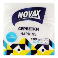 Серветки «NOVAX» білі 24х24 см 100 аркушів в упаковці, ТМ NOVAX