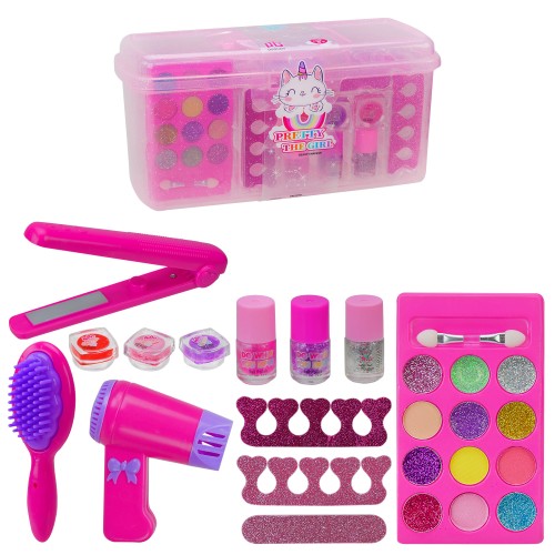 Дитяча косметика: тіні, помада, блиск, лак та аксесуари для волосся, у валізці 22х8х24 см