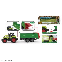 Трактор 15 см з причепом зі світлом та звуком, на батарейці, у коробці 29х9х8 см