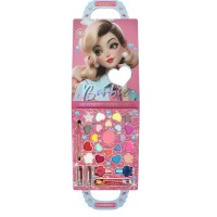 Дитяча косметика: палітра-сумочка з тінями для повік, помада, лак та аксесуари, у коробці 25х15х2 см