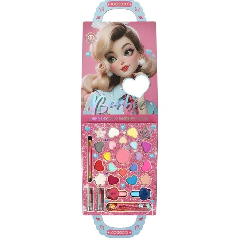 Дитяча косметика: палітра-сумочка з тінями для повік, помада, лак та аксесуари, у коробці 25х15х2 см