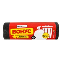 Пакети для сміття на 120 л по 10 шт в упаковці, чорні, ТМ Файний Бонус