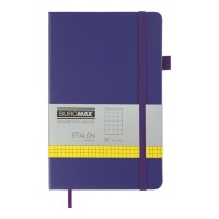 Блокнот «ETALON» 12,5х19,5 см на 96 аркушів у клітинку з обкладинкою зі шкірзаму, фіолетовий, ТМ Buromax