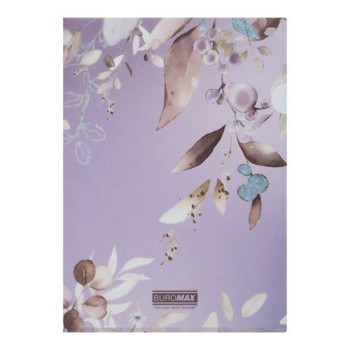 Папка-куточок «ARABESKI» А4 пластикова напівпрозора матова, сливова, TM Buromax