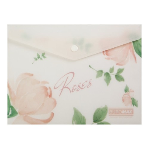 Папка-конверт «ARABESKI» А5 на кнопці матова напівпрозора, коралова, TM Buromax