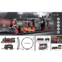 Залізниця 78х78 см зі світлом та звуком: локомотив та вагон, на батарейці, у коробці 36,5х26,5х5,5 см
