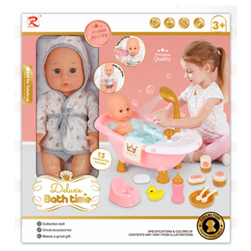 Пупс 31 см п'є-писає з ванночкою 40 см, горщиком, пляшечкою, посудом та аксесуарами, у коробці 36,5х39,5х18 см.