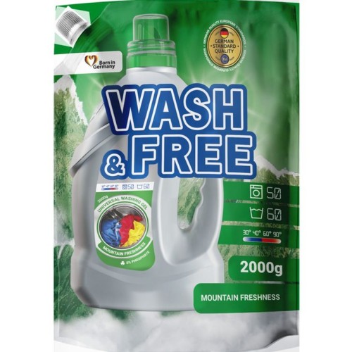 Гель для прання «Гірська свіжість» 2 л дойпак, WASH&FREE