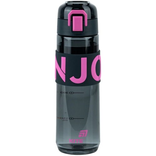 Пляшечка для води 680 мл чорно-рожева, TM Kite