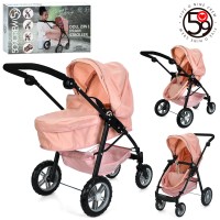 Коляска-трансформер для ляльки металева з люлькою-переноскою 52х23х11 см та кошиком, у коробці 58,5х33х14,5 см