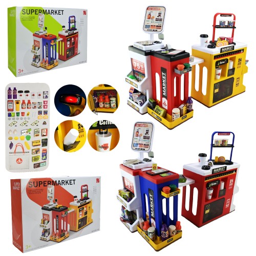 Супермаркет дитячий з 65 предметів зі світлом та звуком, на батарейці, в асортименті, у коробці 55х15х38 см