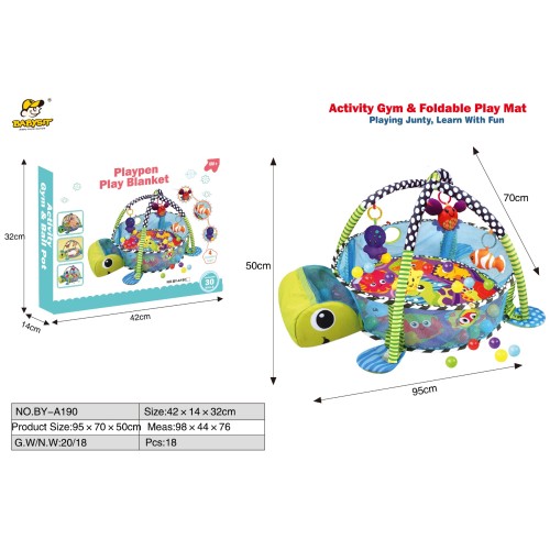 Килимок 95х70х50 см для малюків 3 в 1 з з брязкальцями на дузі, у коробці 42х14х32 см