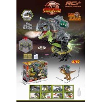 Робот-динозавр 32 см р/к зі світлом та звуком на акумуляторі, ходить та стріляє гелевими кулями, у коробці 44,5х33х17,3 см