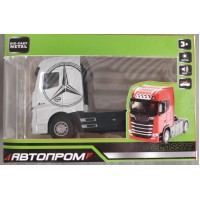 Трейлер металевий зі світлом та звуком, на батарейці, у коробці 15х7х10 см