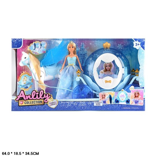 Карета дл яляльки з конячкою що ходить та принцесою 28 см, на батарейці, у коробці 64х18,5х35 см