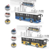 Автобус 20,5 см металевий інерційний зі світлом, звуком, дверима що відчиняються та гумовими колесами, на батарейці, в асортименті, у коробці 23х9,5х8 см