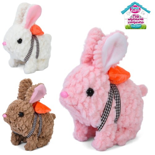 Зайчик 17х17х8 см зі звуком, стрибає, має рухливий ніс, на батарейці, в асортименті, у пакеті