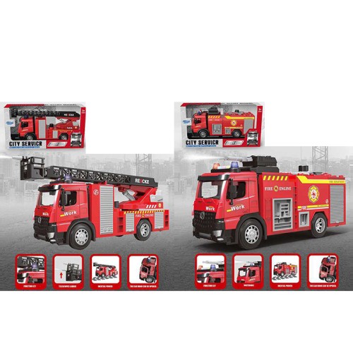Пожежна машина 29,5 см інерційна зі звуком, світлом, рухомими та гумовими деталями, на батарейці, в асортименті, у коробці 29,5х21х11 см