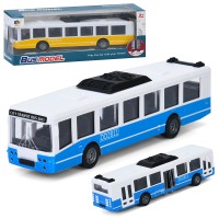 Тролейбус 17 см інерційний з дверима що відчиняються та гумовими колесами, в асортименті, у коробці 18х7х4.5 см.