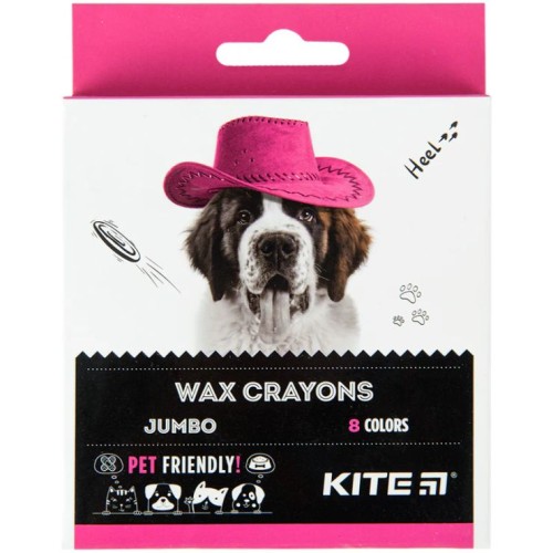 Олівці воскові «Dogs» Jumbo на 8 кольорів, ТМ Kite
