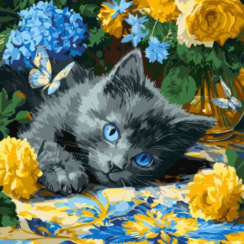 Картина за номерами «Кошеня блакитнооке» 40х40 см, ТМ Ідейка