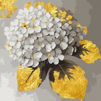 Картина за номерами «Золота гортензія» з позолотою 40х40 см, ТМ SANTI