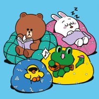 Картина за номерами «Лайн Френдс. Браун, Саллі, Коні та Леонард на відпочинку» 25х25 см, ТМ SANTI