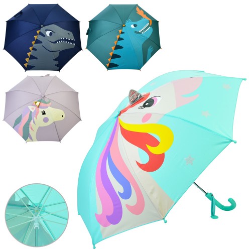 Парасолька дитяча з тростиною 65,5 см, діаметром 87 см, спицею 50 см, тканинна, в асортименті, у пакеті