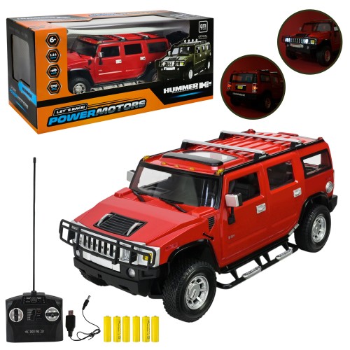 Машина «POWERMOTORS. HUMMER H2» 1:14 р/к на акумуляторі, червона, у коробці 49х23х23 см