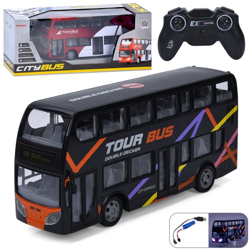 Автобус 30 см р/к на акумуляторі зі світлом, гумовими колесами та USB, в асортименті, у коробці 42,5х18х13,5 см