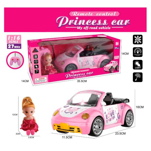 Лялька 12 см з машинкою 23,5 см 1:16 р/к зі світлом, на батарейці, у коробці, 35,5х14х14 см