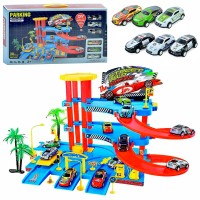 Гараж 3-поверховий на 38 деталей з 6 машинками та дорожніми знаками, в асортименті, у коробці 48,5х28х7 см